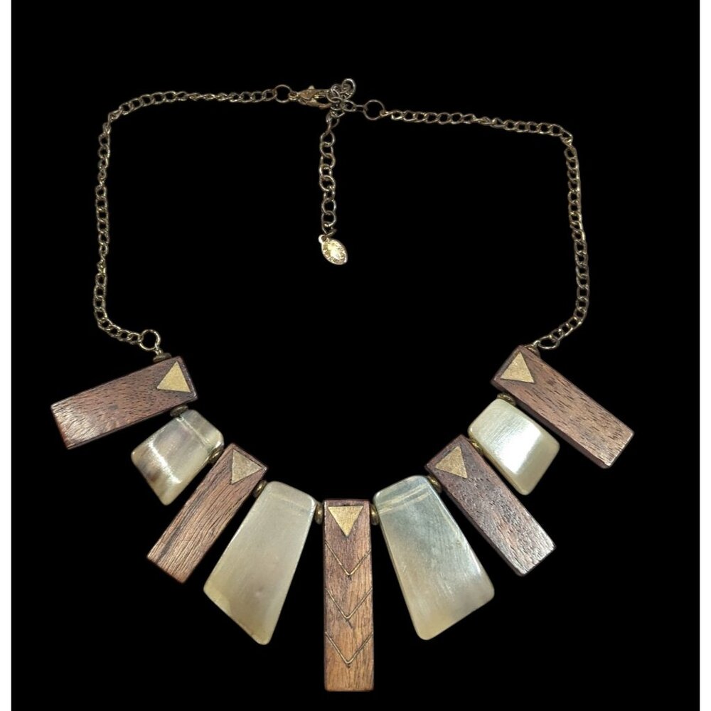 Vintage Ali Khan New York Wood And Lucite Bib Necklace